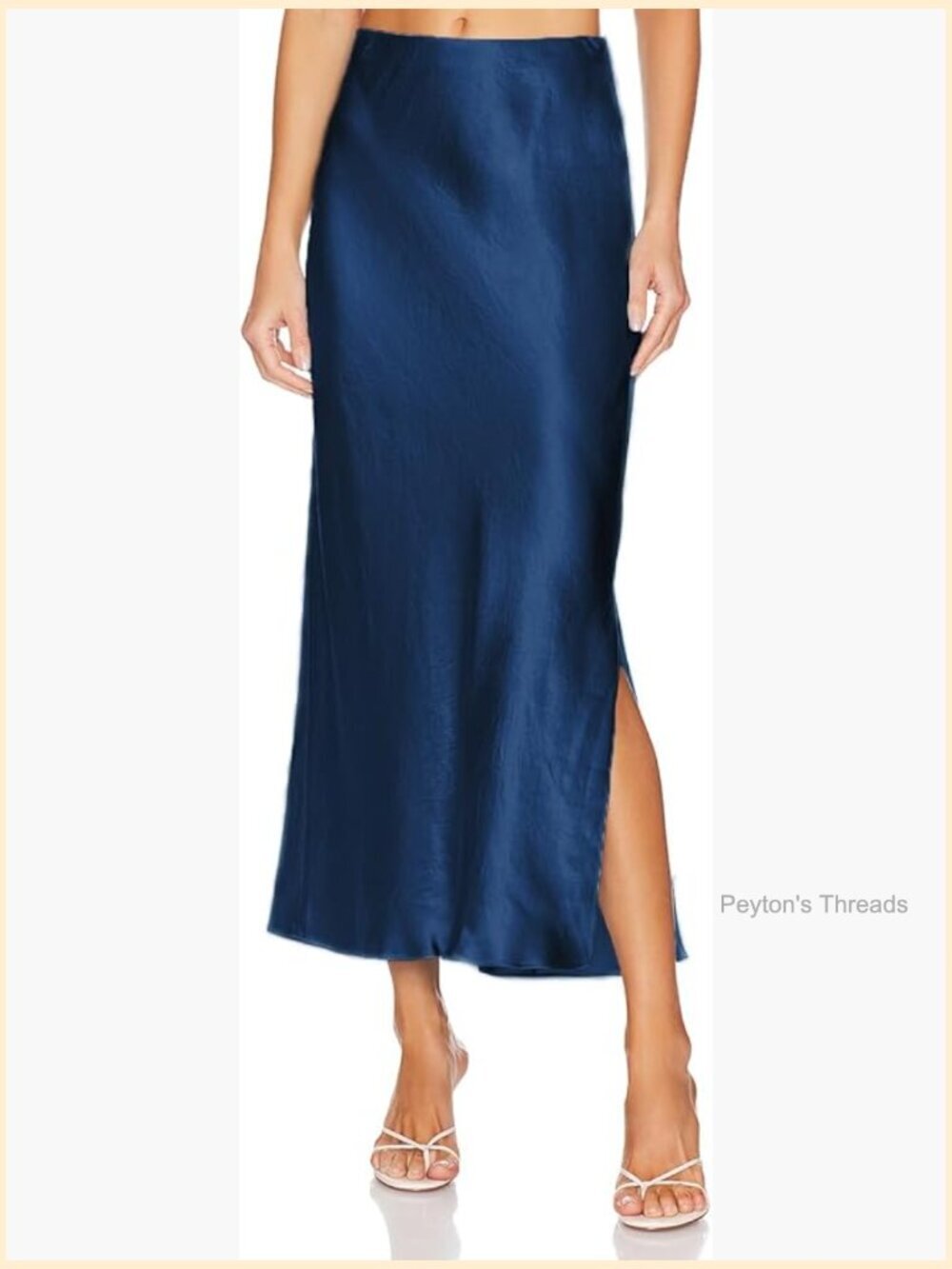 Satin Maxi Slit Skirt with Elastic Waistband